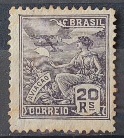 Selo Regular Cod RHM 276 Vovo Aviacao Aviao 20 Reis Filigrana K 1931 2