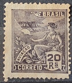 Selo Regular Cod RHM 276 Vovo Aviacao Aviao 20 Reis Filigrana K 1931 3