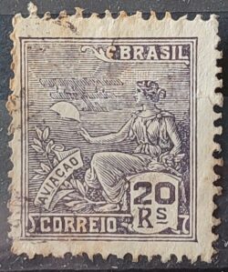 Selo Regular Cod RHM 276 Vovo Aviacao Aviao 20 Reis Filigrana K 1931 Circulado 11