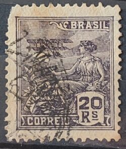 Selo Regular Cod RHM 276 Vovo Aviacao Aviao 20 Reis Filigrana K 1931 Circulado 4