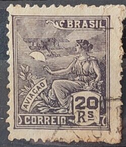 Selo Regular Cod RHM 276 Vovo Aviacao Aviao 20 Reis Filigrana K 1931 Circulado 5