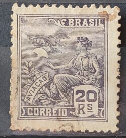 Selo Regular Cod RHM 276 Vovo Aviacao Aviao 20 Reis Filigrana K 1931 Circulado 9