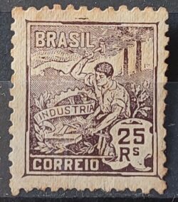 Selo Regular Cod RHM 277 Vovo Industria 25 Reis Filigrana K 1934