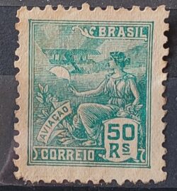 Selo Regular Cod RHM 279 Vovo Aviacao Aviao 50 Reis Filigrana K 1931 1