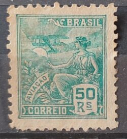 Selo Regular Cod RHM 279 Vovo Aviacao Aviao 50 Reis Filigrana K 1931 2