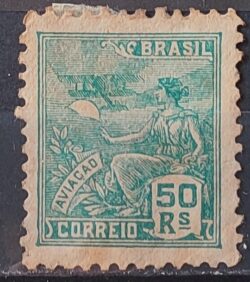 Selo Regular Cod RHM 279 Vovo Aviacao Aviao 50 Reis Filigrana K 1931 3