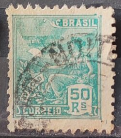 Selo Regular Cod RHM 279 Vovo Aviacao Aviao 50 Reis Filigrana K 1931 Circulado 6