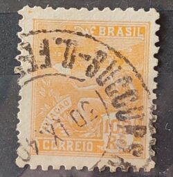 Selo Regular Cod RHM 280 Vovo Aviacao Aviao 100 Reis Filigrana K 1931 Circulado 10