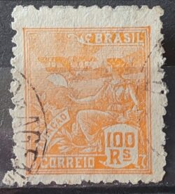 Selo Regular Cod RHM 280 Vovo Aviacao Aviao 100 Reis Filigrana K 1931 Circulado 11