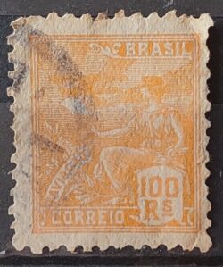 Selo Regular Cod RHM 280 Vovo Aviacao Aviao 100 Reis Filigrana K 1931 Circulado 6