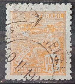 Selo Regular Cod RHM 280 Vovo Aviacao Aviao 100 Reis Filigrana K 1931 Circulado 8