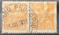 Selo Regular Cod RHM 280 Vovo Aviacao Aviao 100 Reis Filigrana K 1931 Par