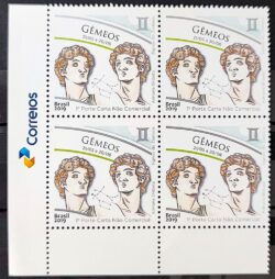 C 3819 Selo Signos do Zodiaco Gemeos 2019 Quadra Vinheta Correios