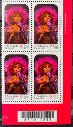 C 3833 Selo Mulheres Brasileiras Elza Soares Musica 2019 Quadra Codigo de Barras