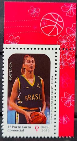 C 3834 Selo Mulheres Brasileiras Hortencia Basquete Esporte 2019 Vinheta Bola