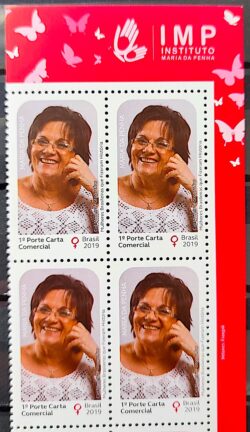 C 3873 Selo Mulheres Brasileiras Que Fizeram Historia Maria da Penha Direitos da Mulher 2019 Quadra Vinheta IMP