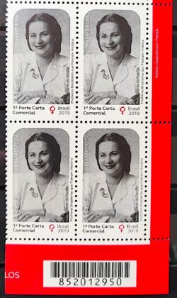 C 3878 Selo Mulheres Historia Aracy Guimaraes Rosa 2019 Quadra Codigo de Barras
