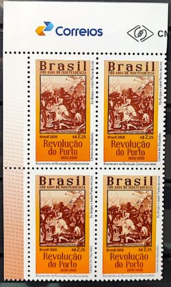 C 3913 Selo Bicentenario da Independencia Revolucao do Porto Constitucionalista 2020 Quadra Vinheta Correios