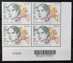 C 4003 Selo Bicentenario Anita Garibaldi Cavalo Arma 2021 Quadra Codigo de Barras