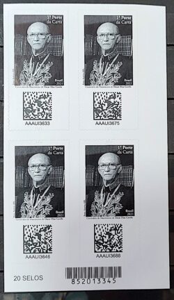 C 4018 Selo Centenario Oscar Dias Correa Politico Advogado Direito Justica 2021 Quadra Codigo de Barras