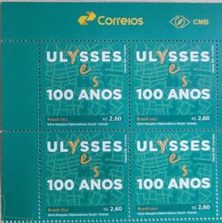 C 4054 Selo Relacoes Diplomaticas Irlanda Literatura Ulysses James Joyce 2022 Quadra Vinheta Correios
