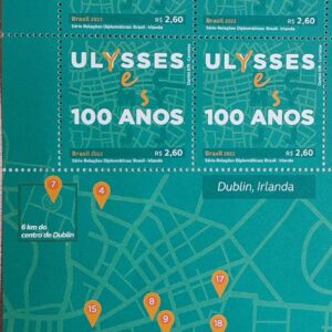 C 4054 Selo Relacoes Diplomaticas Irlanda Literatura Ulysses James Joyce 2022 Quadra Vinheta Mapa
