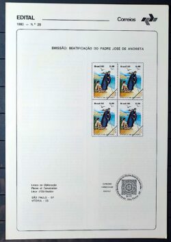 Edital 1980 28 Padre Jose de Anchieta Religiao Sem Selo