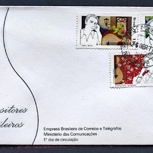 Envelope FDC 117 1977 Compositores Brasileiros Villa Lobos Chiquinha Gonzaga Noel Rosa CPD Noroeste 1