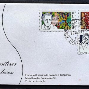 Envelope FDC 117 1977 Compositores Brasileiros Villa Lobos Chiquinha Gonzaga Noel Rosa CPD PR