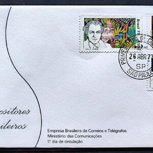 Envelope FDC 117 1977 Compositores Brasileiros Villa Lobos Chiquinha Gonzaga Noel Rosa CPD SP 1