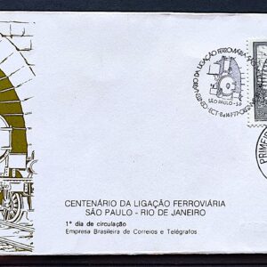 Envelope FDC 123 1977 Ferrovia Sao Paulo Rio CBC e CPD SP 1
