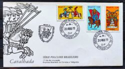 Envelope FDC 129 1977 Cavalhada Cavalo Folclore CBC AL e CPD Brasilia
