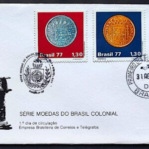 Envelope FDC 130 1977 Moedas do Brasil Colonial Numismatica CBC e CPD Brasilia