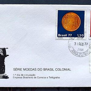 Envelope FDC 130 1977 Moedas do Brasil Colonial Numismatica CPD AM