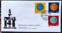 Envelope FDC 130 1977 Moedas do Brasil Colonial Numismatica CPD SP 1