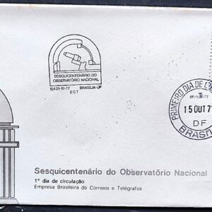 Envelope FDC 134 1977 Observatorio Nacional CBC e CPD Brasilia 2