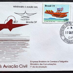 Envelope FDC 135 1977 Aviacao Civil Aviao Balao CBC e CPD Brasilia