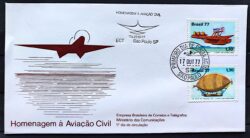 Envelope FDC 135 1977 Aviacao Civil Aviao Balao CBC e CPD SP