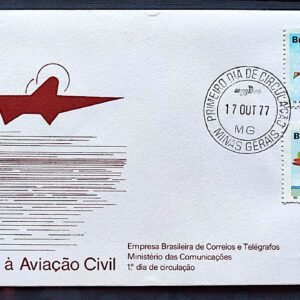 Envelope FDC 135 1977 Aviacao Civil Aviao Balao CPD MG