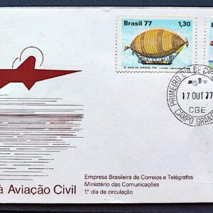 Envelope FDC 135 1977 Aviacao Civil Aviao Balao CPD MS