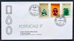 Envelope FDC 139 1977 Portucale Pedras Preciosas CPD Brasilia