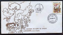 Envelope FDC 140 1977 Dia de Acao de Gracas Religiao CBC e CPD Brasilia