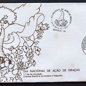 Envelope FDC 140 1977 Dia de Acao de Gracas Religiao CBC e CPD Brasilia