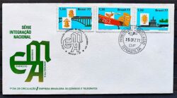 Envelope FDC 141 1977 Integracao Nacional Aviao Trem Navio CBC e CPD Brasilia