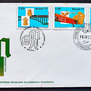 Envelope FDC 141 1977 Integracao Nacional Aviao Trem Navio CBC e CPD Brasilia