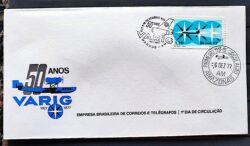 Envelope FDC 142 1977 50 Anos Varig Aviao Aviacao CBC e CPD AM 1