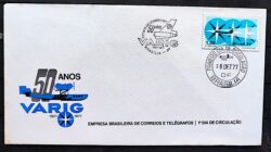 Envelope FDC 142 1977 50 Anos Varig Aviao Aviacao CBC e CPD Brasilia