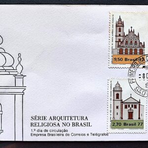 Envelope FDC 143 1977 Arquitetura Religiosa Religiao Igreja CPD SP 1