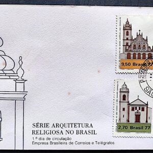 Envelope FDC 143 1977 Arquitetura Religiosa Religiao Igreja CPD SP