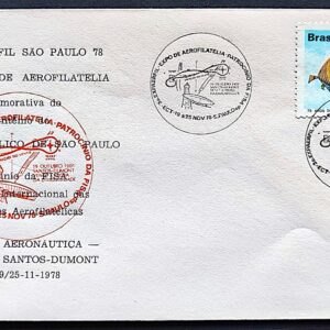 Envelope PVT 1977 Selo Aviacao Civil Aviao Balao Exposicao de Aerofilatelia CBC SP